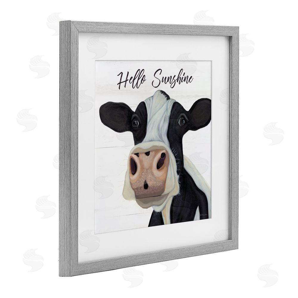 Ashley Justice Hello Sunshine Country Cow Gray Framed Print Under Glass Wall Art