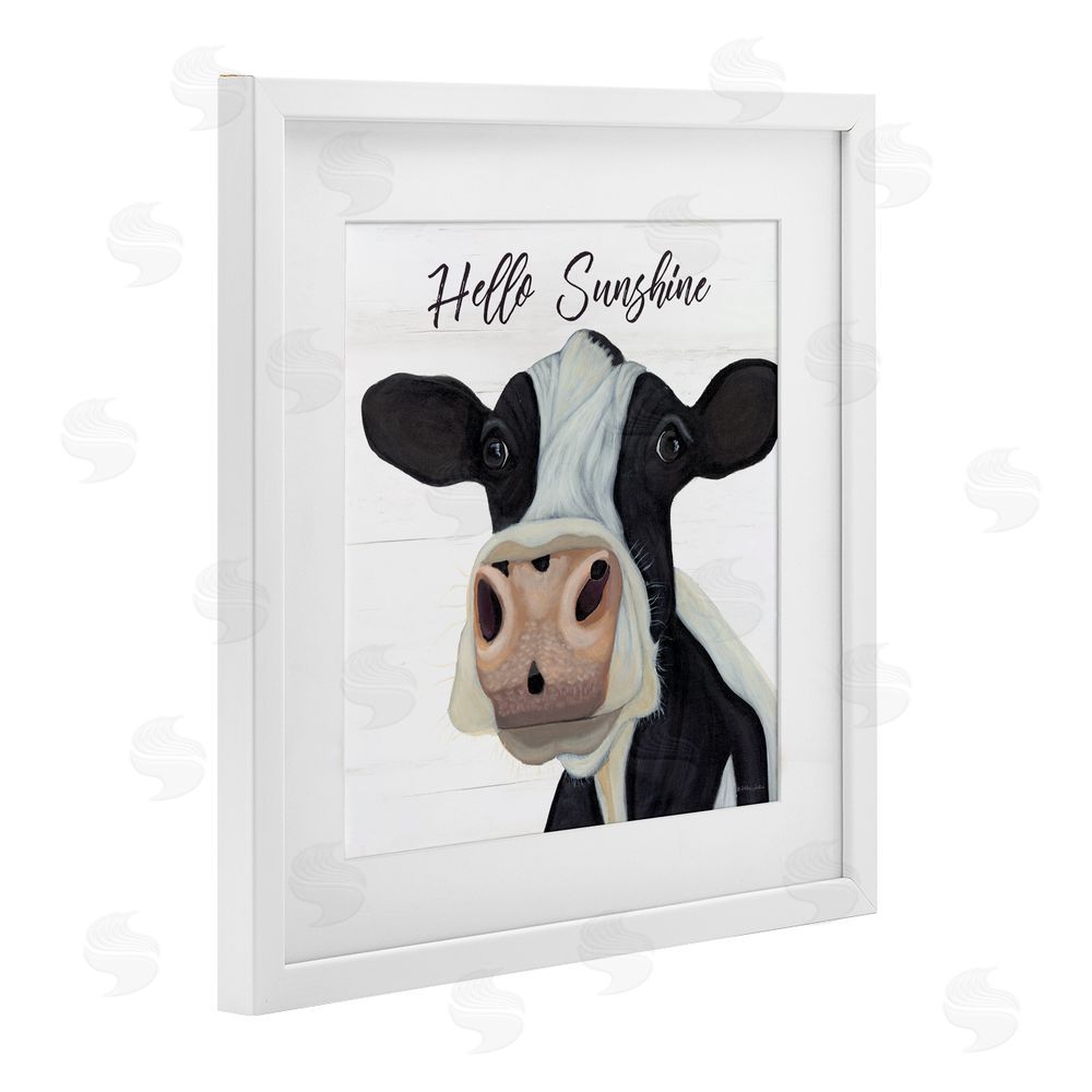 Ashley Justice Hello Sunshine Country Cow White Framed Print Under Glass Wall Art