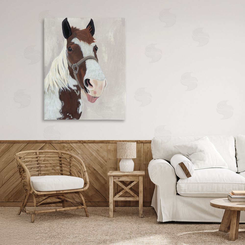 Ashley Justice Henry Horse Funny Tongue Canvas Wall Art Print in Room