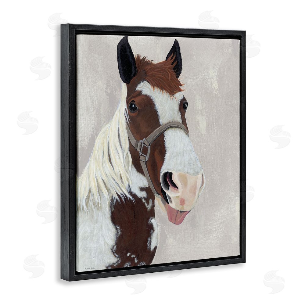 Ashley Justice Henry Horse Funny Tongue Black Floating Frame Canvas Wall Art Print