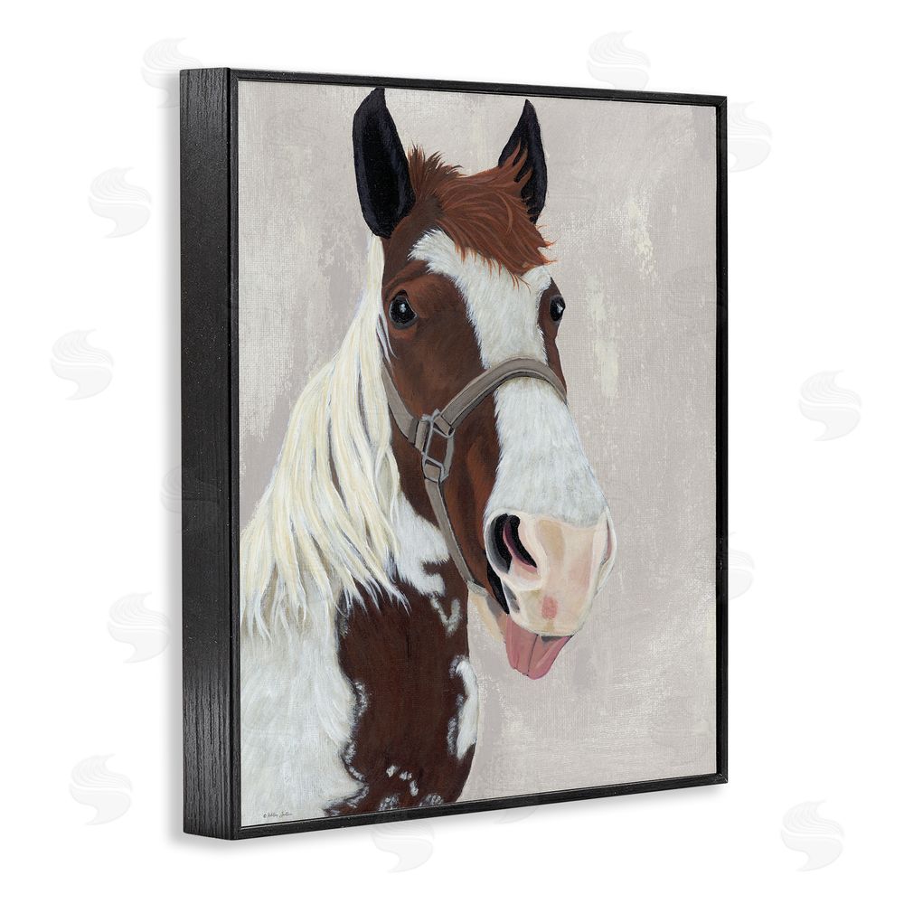 Ashley Justice Henry Horse Funny Tongue Black Framed Giclee Wall Art Print