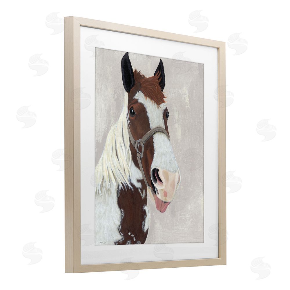 Ashley Justice Henry Horse Funny Tongue Birch Framed Print Under Glass Wall Art
