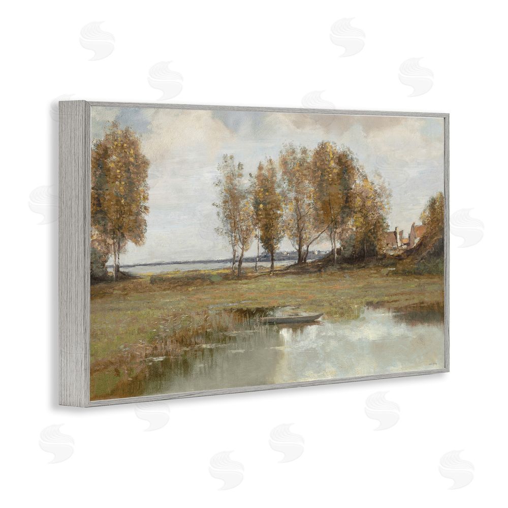 Amber Sterling A Peaceful Spot Landscape Gray Framed Giclee Wall Art Print