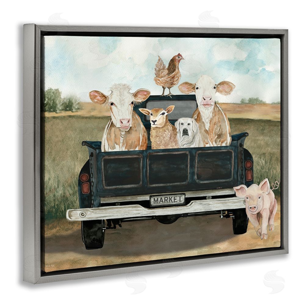 Cindy Jacobs Ready For A Farm Ride Gray Floating Frame Canvas Wall Art Print