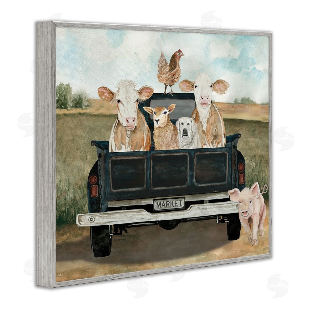 Cindy Jacobs Ready For A Farm Ride Gray Framed Giclee Wall Art Print