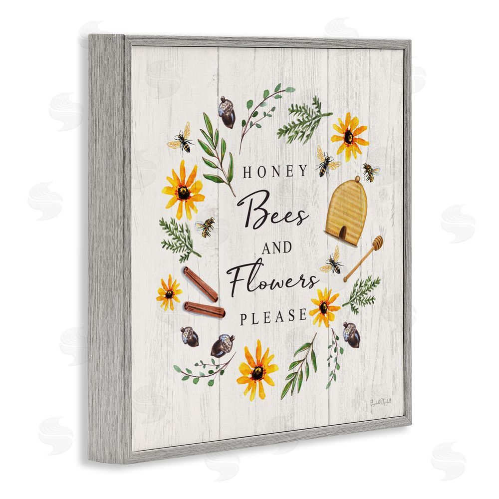 Elizabeth Tyndall Country Cottage Wreath & Quote Gray Framed Giclee Wall Art Print