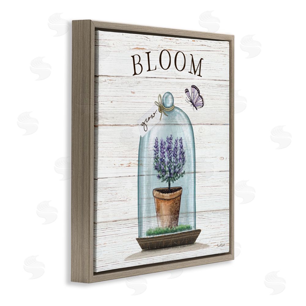Elizabeth Tyndall Cottage Bloom in Bell Jar Brown Floating Frame Canvas Wall Art Print