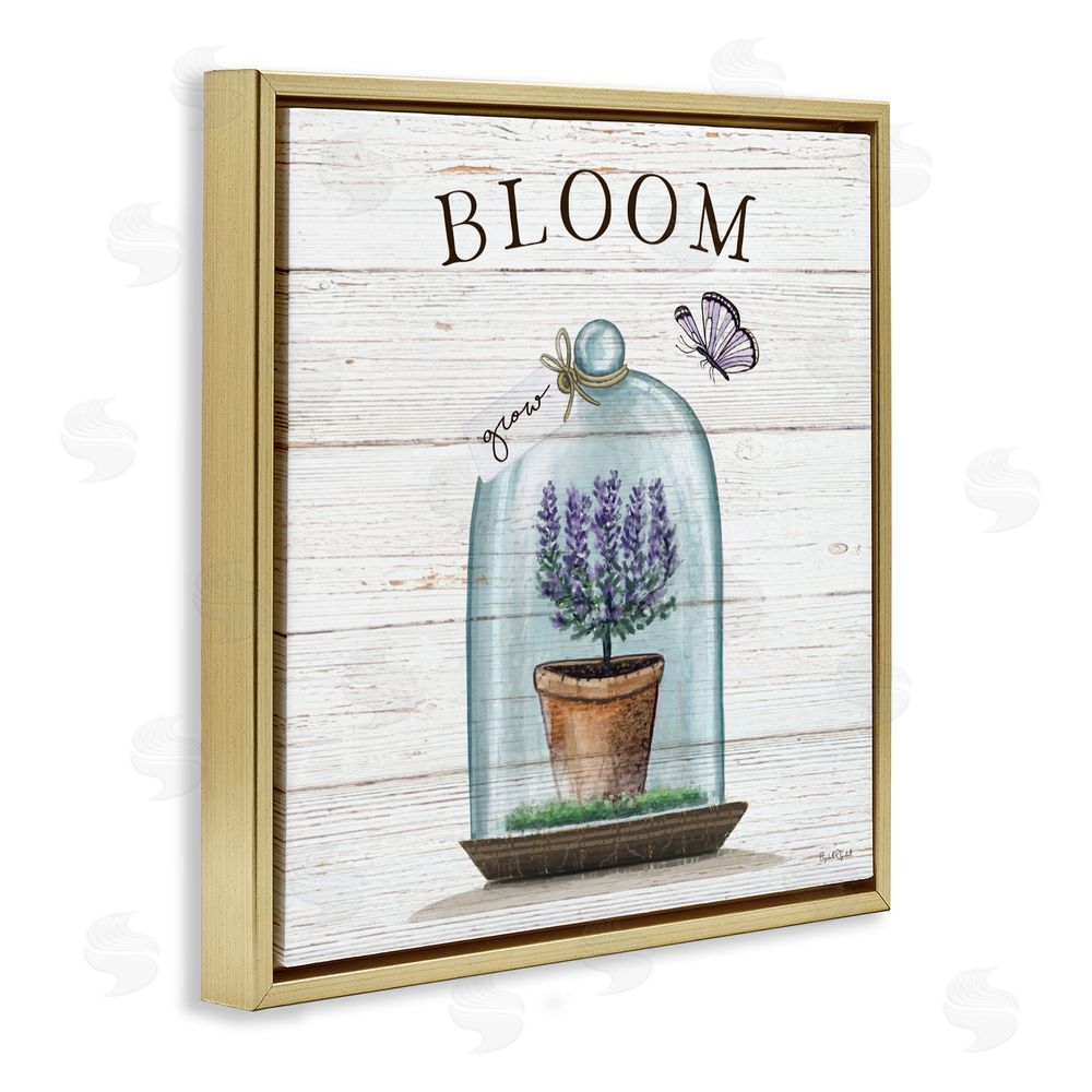 Elizabeth Tyndall Cottage Bloom in Bell Jar Gold Floating Frame Canvas Wall Art Print
