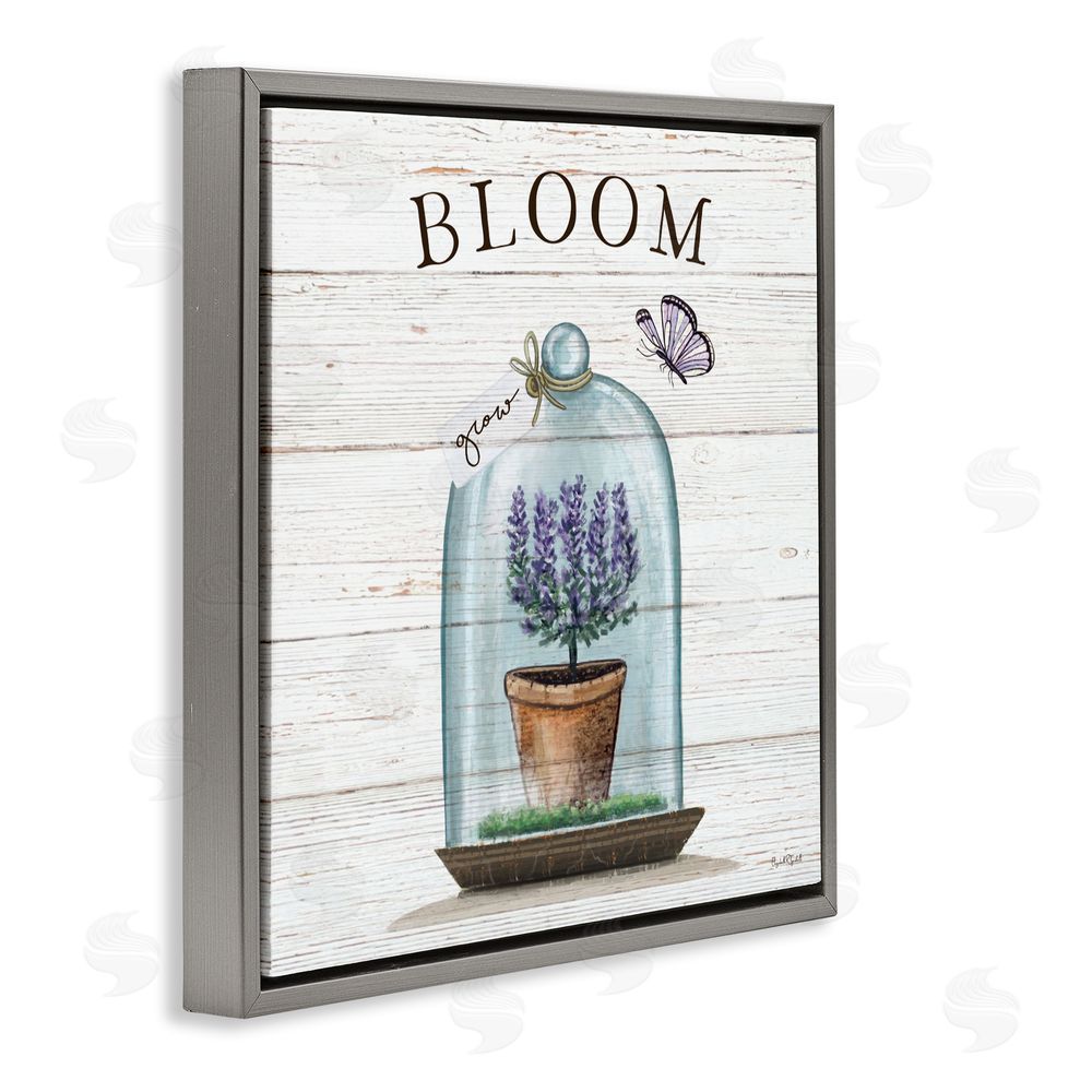 Elizabeth Tyndall Cottage Bloom in Bell Jar Gray Floating Frame Canvas Wall Art Print