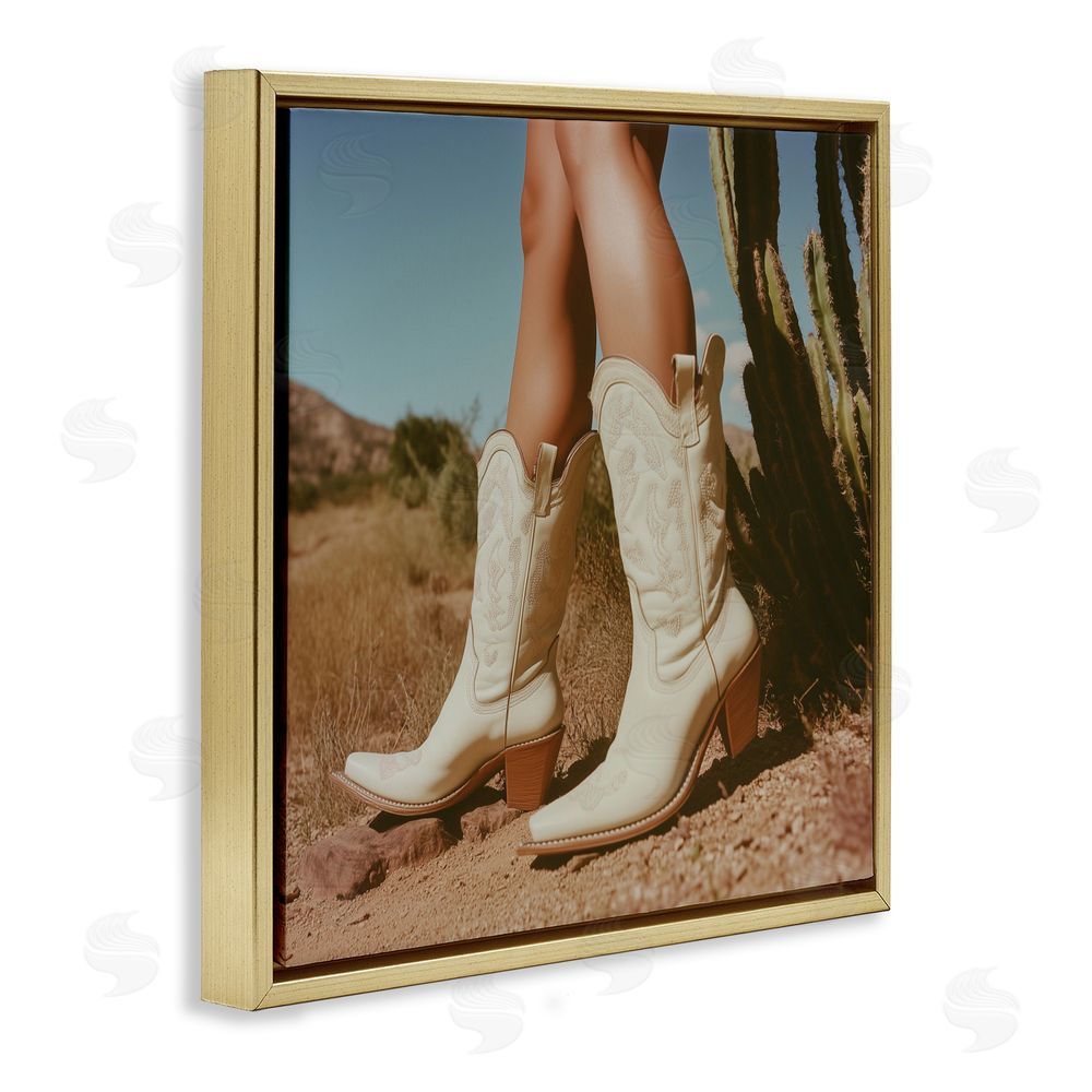 Heidi Kuntz Desert Boots Step Gold Floating Frame Canvas Wall Art Print