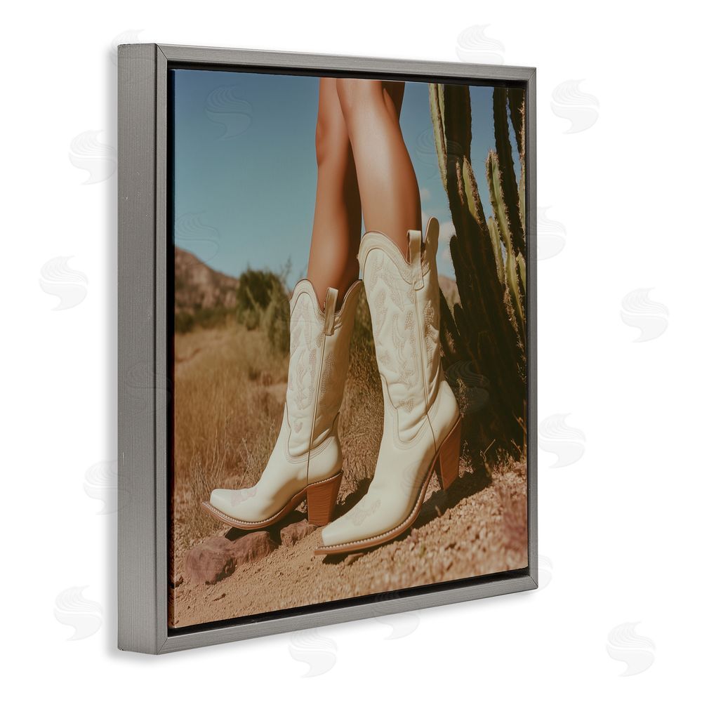 Heidi Kuntz Desert Boots Step Gray Floating Frame Canvas Wall Art Print