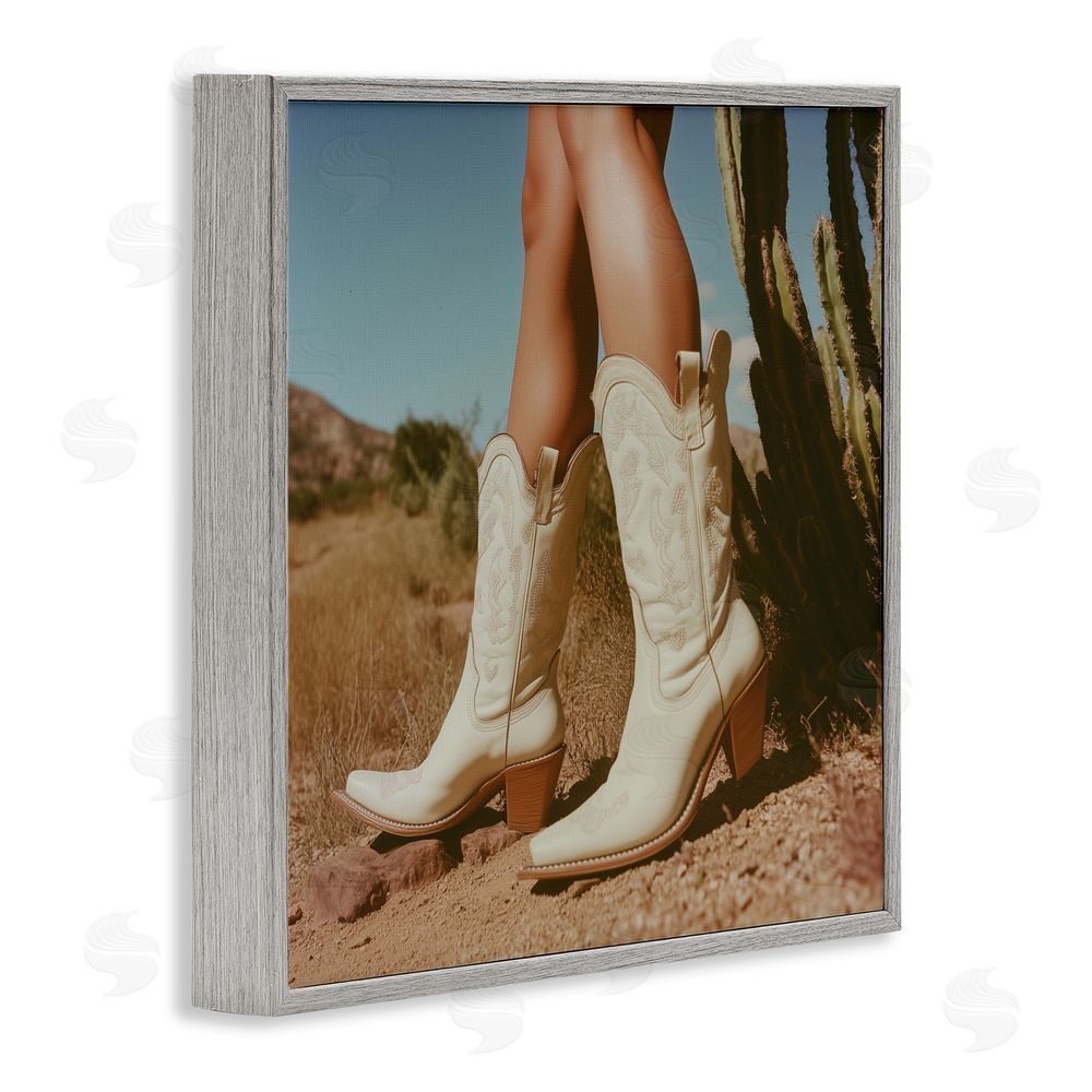 Heidi Kuntz Desert Boots Step Gray Framed Giclee Wall Art Print