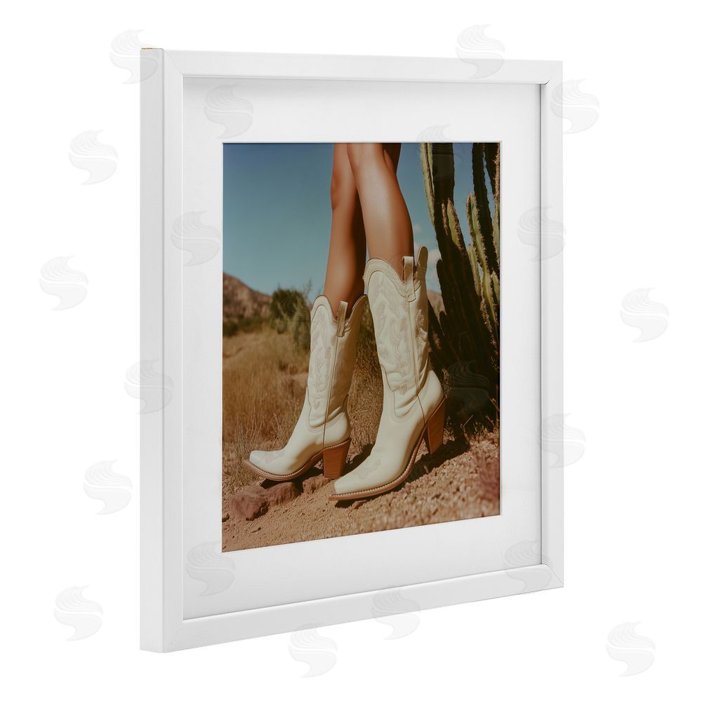 Heidi Kuntz Desert Boots Step White Framed Print Under Glass Wall Art