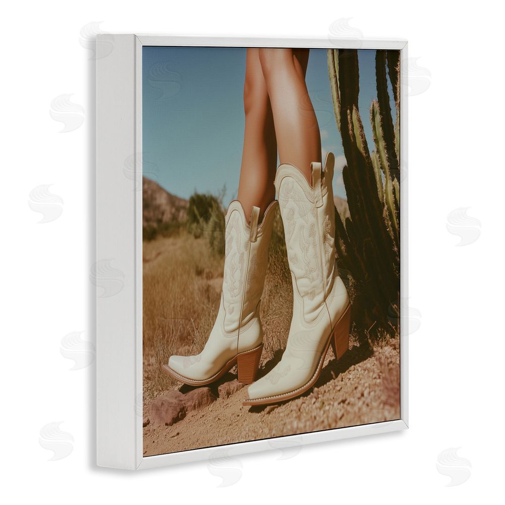 Heidi Kuntz Desert Boots Step White Framed Giclee Wall Art Print