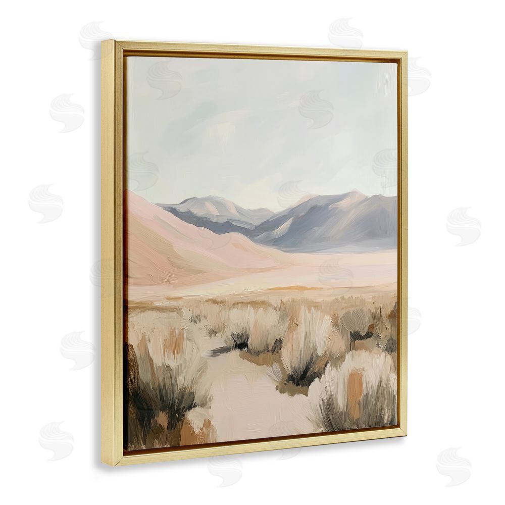 Heidi Kuntz Pastel Desert Solitude Gold Floating Frame Canvas Wall Art Print