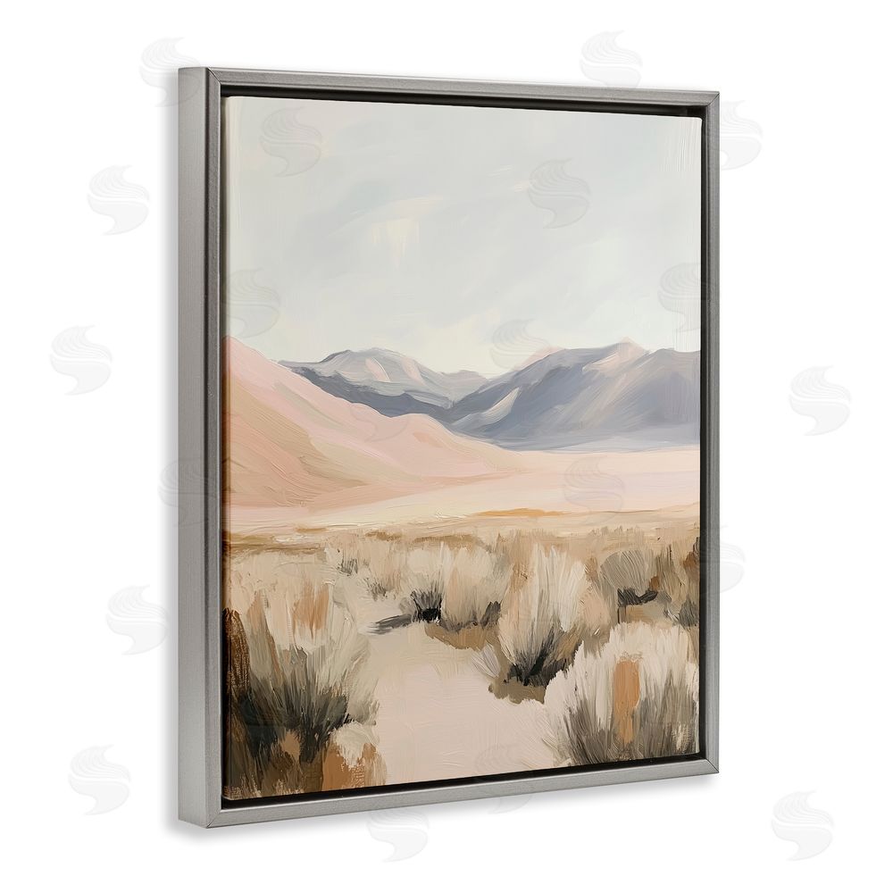 Heidi Kuntz Pastel Desert Solitude Gray Floating Frame Canvas Wall Art Print
