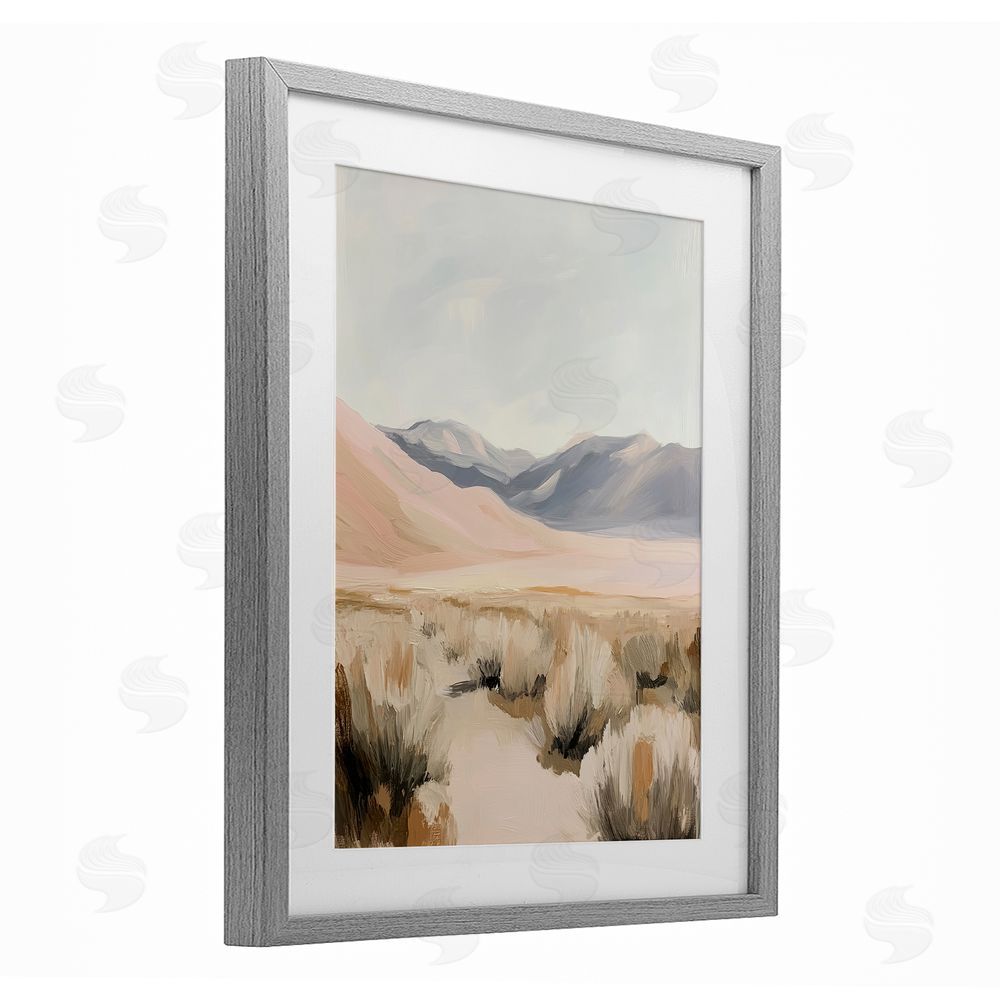 Heidi Kuntz Pastel Desert Solitude Gray Framed Print Under Glass Wall Art