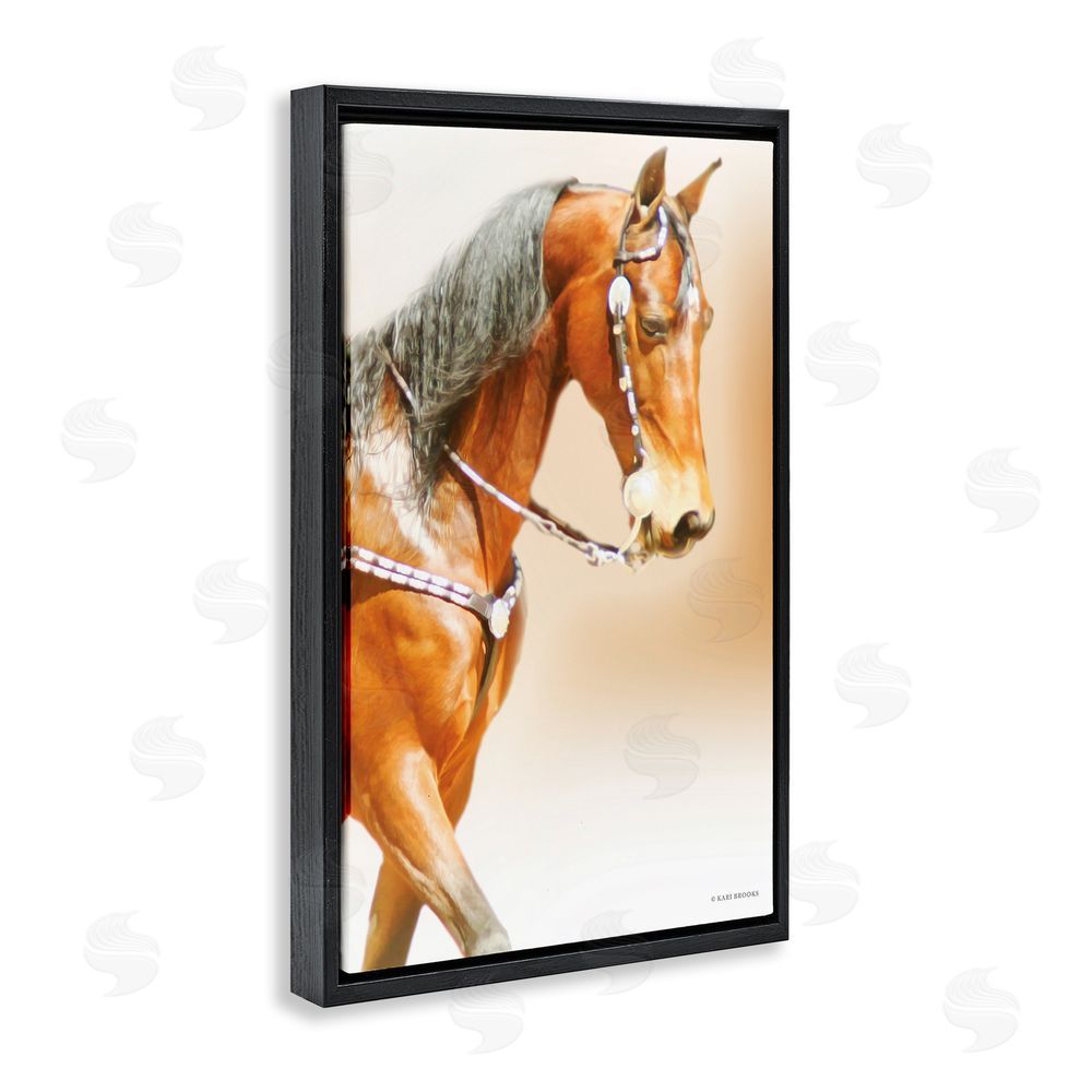Kari Brooks Brown Majestic Horse Black Floating Frame Canvas Wall Art Print