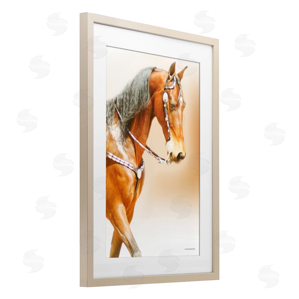 Kari Brooks Brown Majestic Horse Birch Framed Print Under Glass Wall Art