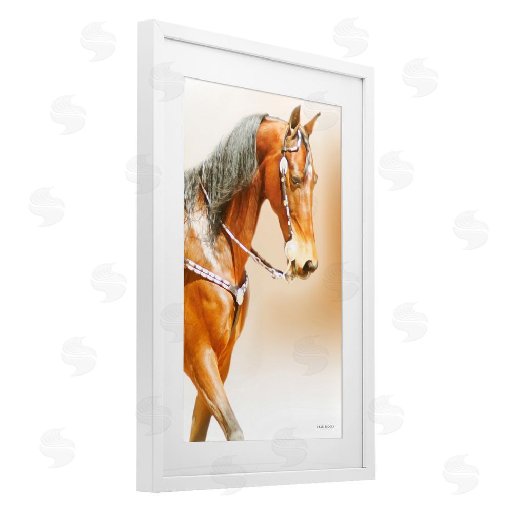 Kari Brooks Brown Majestic Horse White Framed Print Under Glass Wall Art