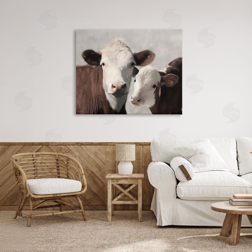 Lori Deiter Mommy & Me Cows Canvas Wall Art Print in Room