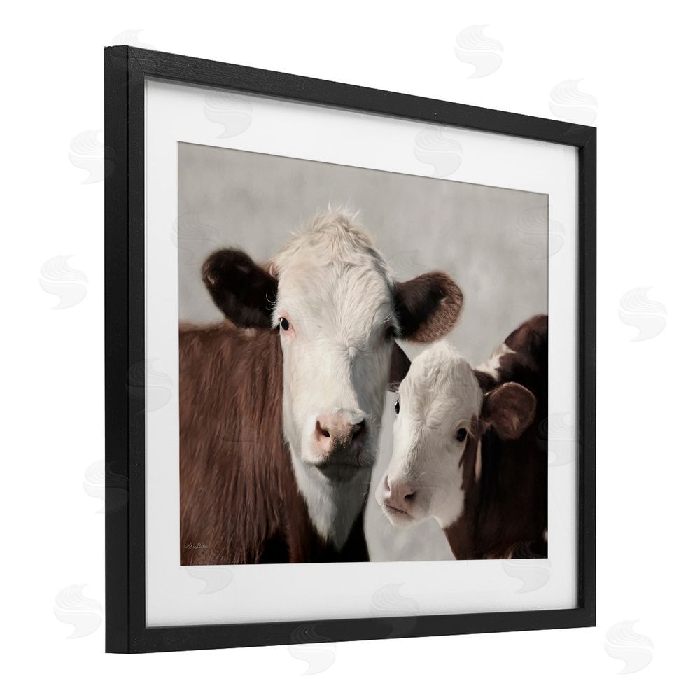 Lori Deiter Mommy & Me Cows Black Framed Print Under Glass Wall Art