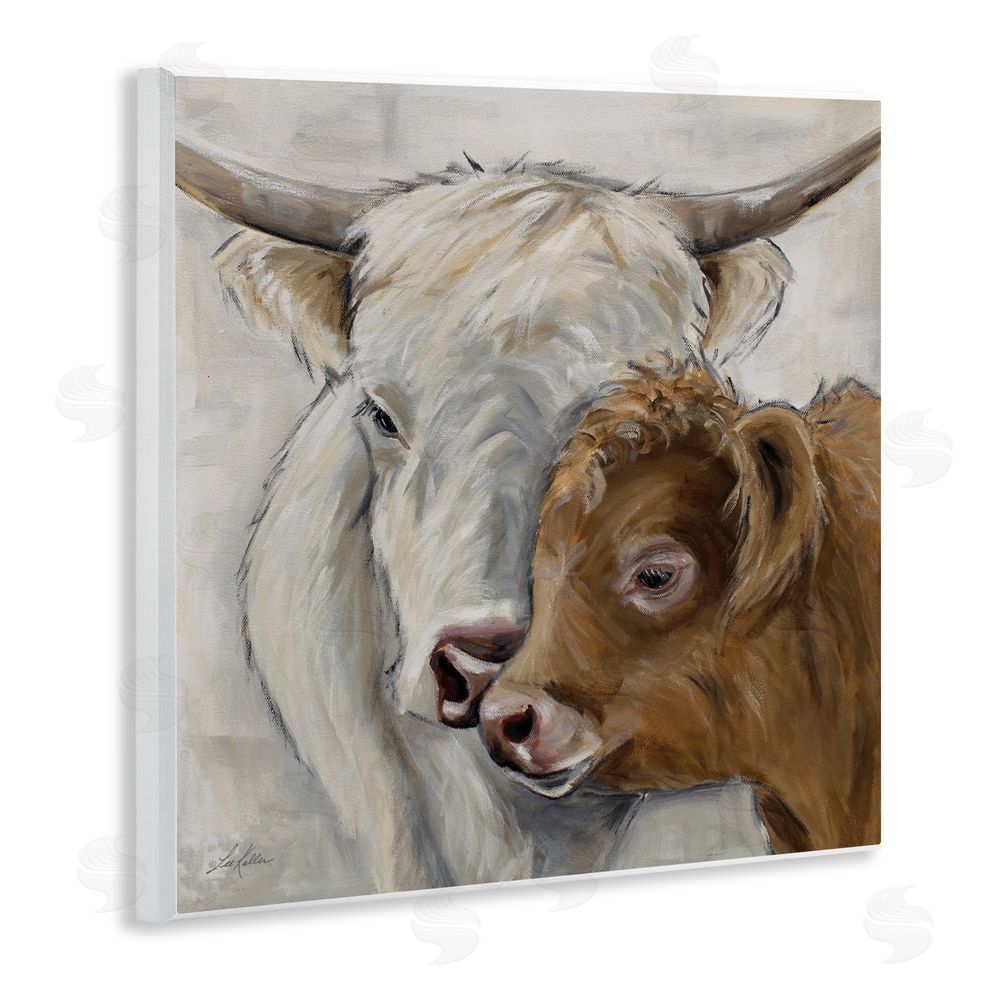 Lee Keller Highland Cow & Calf Contrasts Wall Plaque Art Print