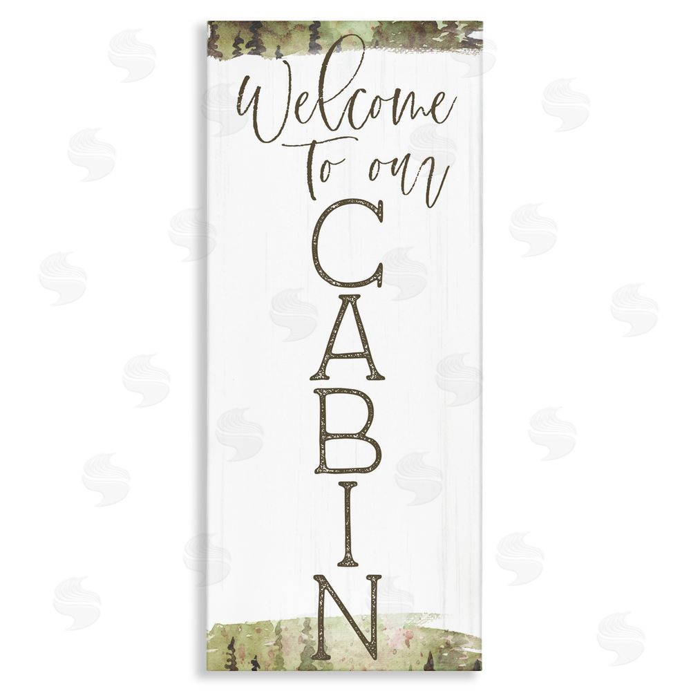 Lux + Me Designs Welcome To Our Cabin Green Canvas Wall Art Print