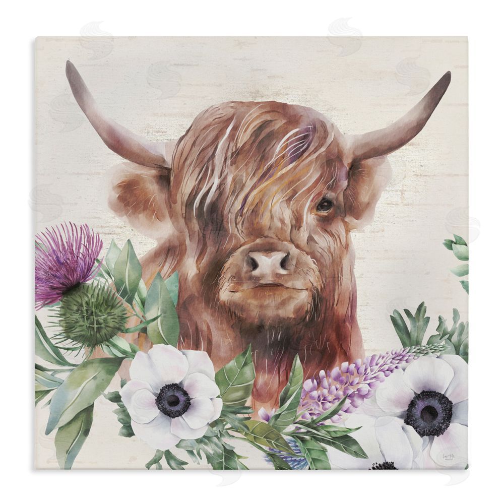 Lux + Me Designs Penny The Highland Cow Stretched Canvas Wall Art Print