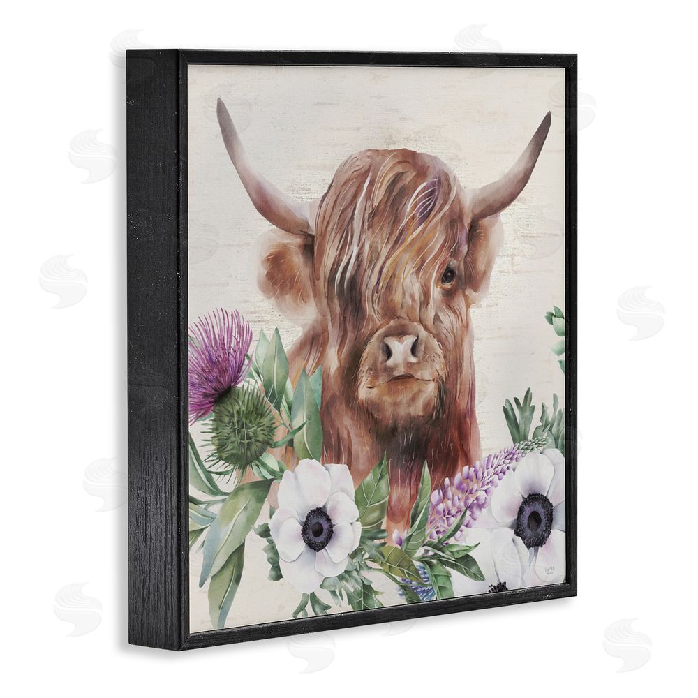 Lux + Me Designs Penny The Highland Cow Black Framed Giclee Wall Art Print