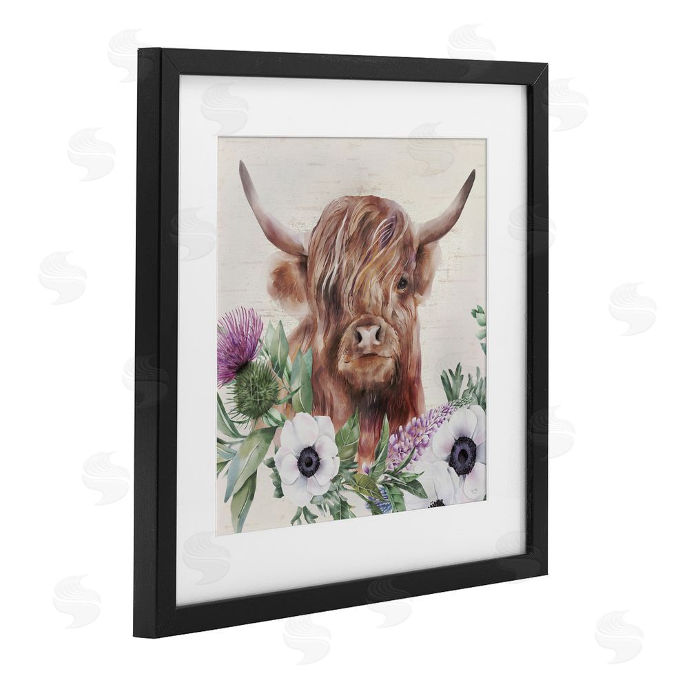 Lux + Me Designs Penny The Highland Cow Black Framed Print Under Glass Wall Art