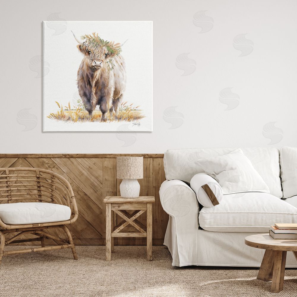Marla Rae Ollie the Highland Cattle Canvas Wall Art Print in Room