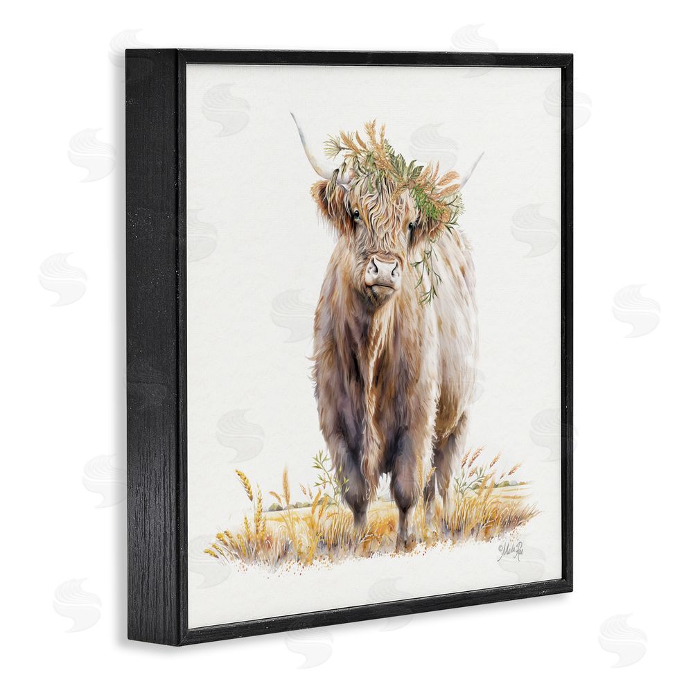 Marla Rae Ollie the Highland Cattle Black Framed Giclee Wall Art Print