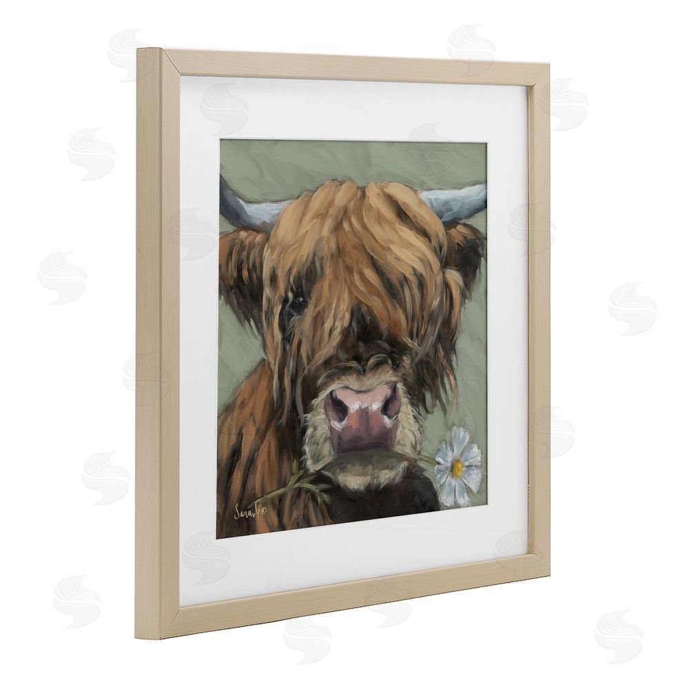 Sara G. Designs Blossom Babe Cattle Birch Framed Print Under Glass Wall Art