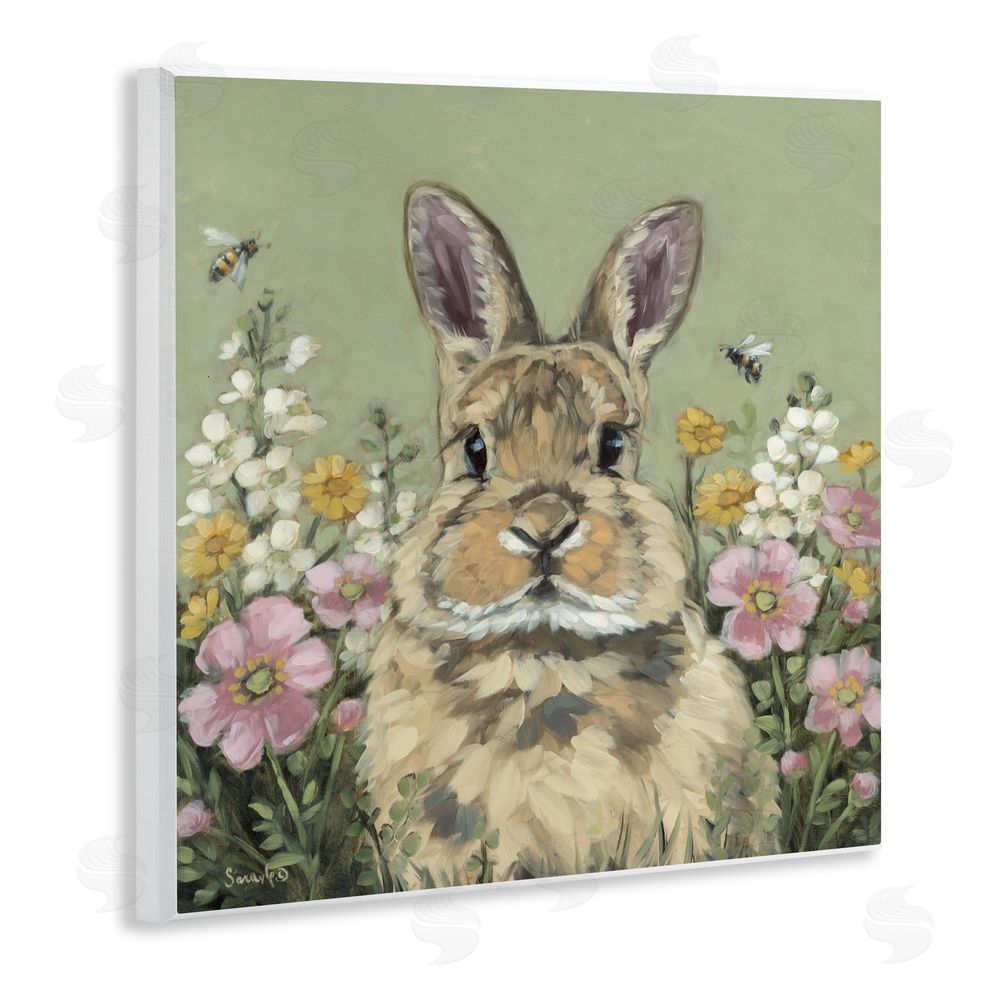 Sara G. Designs Spring Abloom Rabbit Wall Plaque Art Print