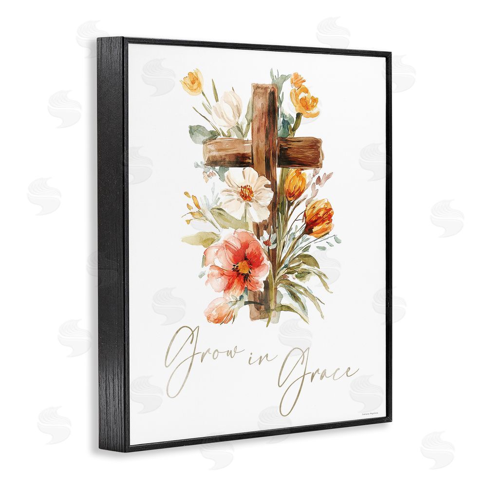 Svetlana Aleynikova Grow In Grace Cross Black Framed Giclee Wall Art Print