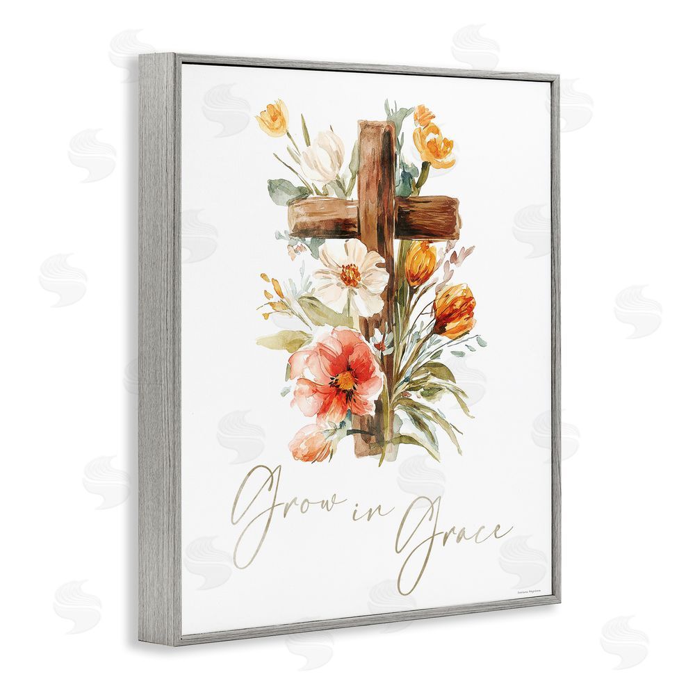 Svetlana Aleynikova Grow In Grace Cross Gray Framed Giclee Wall Art Print