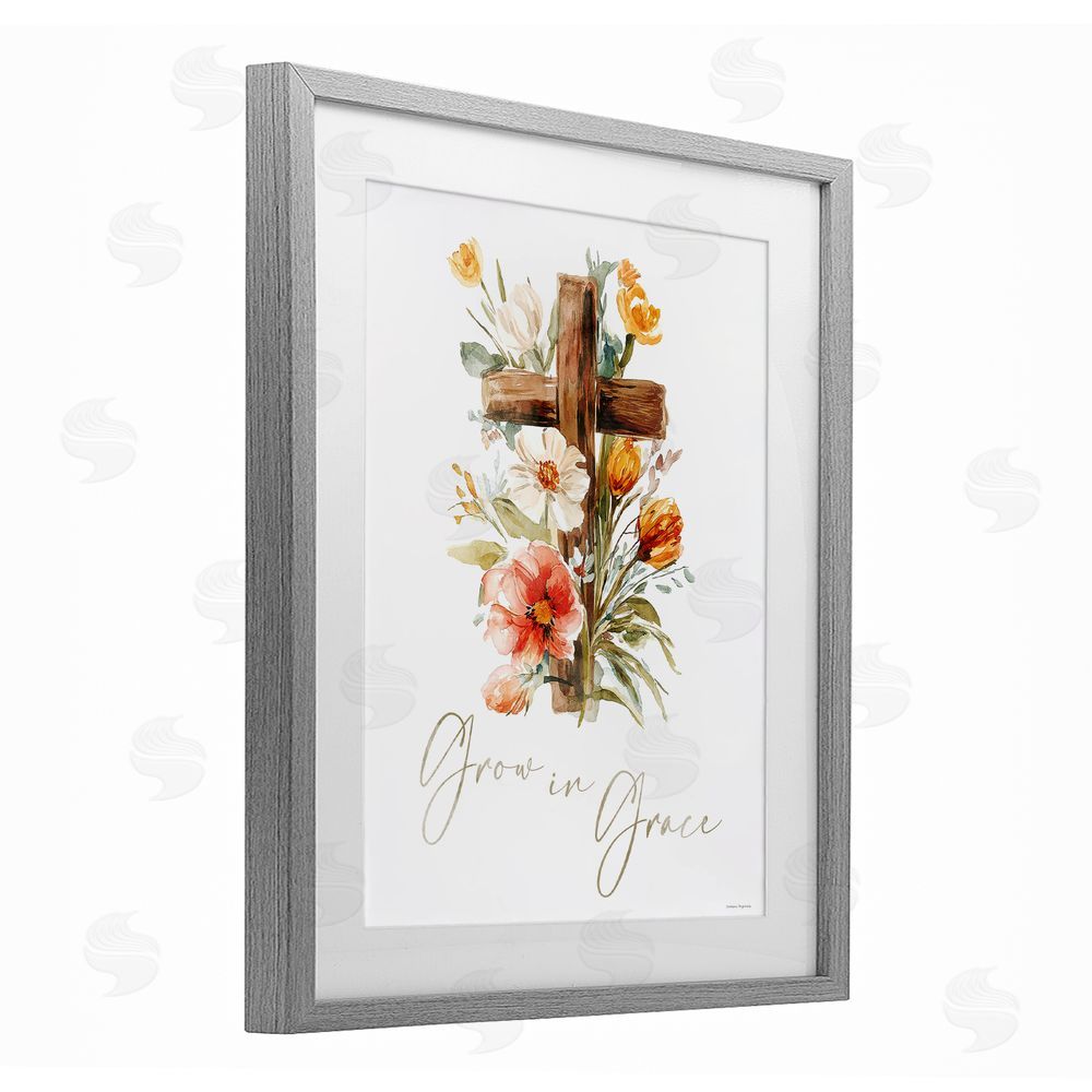 Svetlana Aleynikova Grow In Grace Cross Gray Framed Print Under Glass Wall Art
