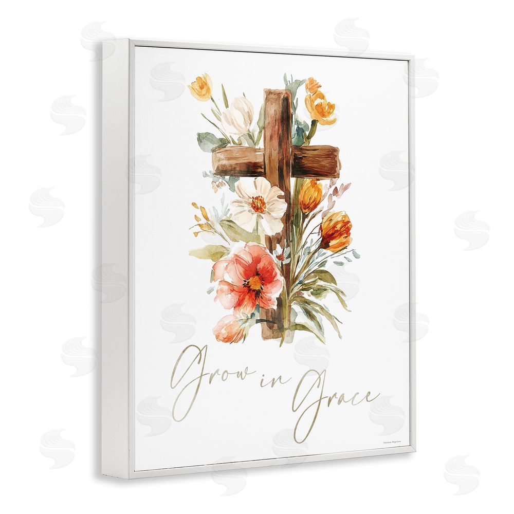 Svetlana Aleynikova Grow In Grace Cross White Framed Giclee Wall Art Print