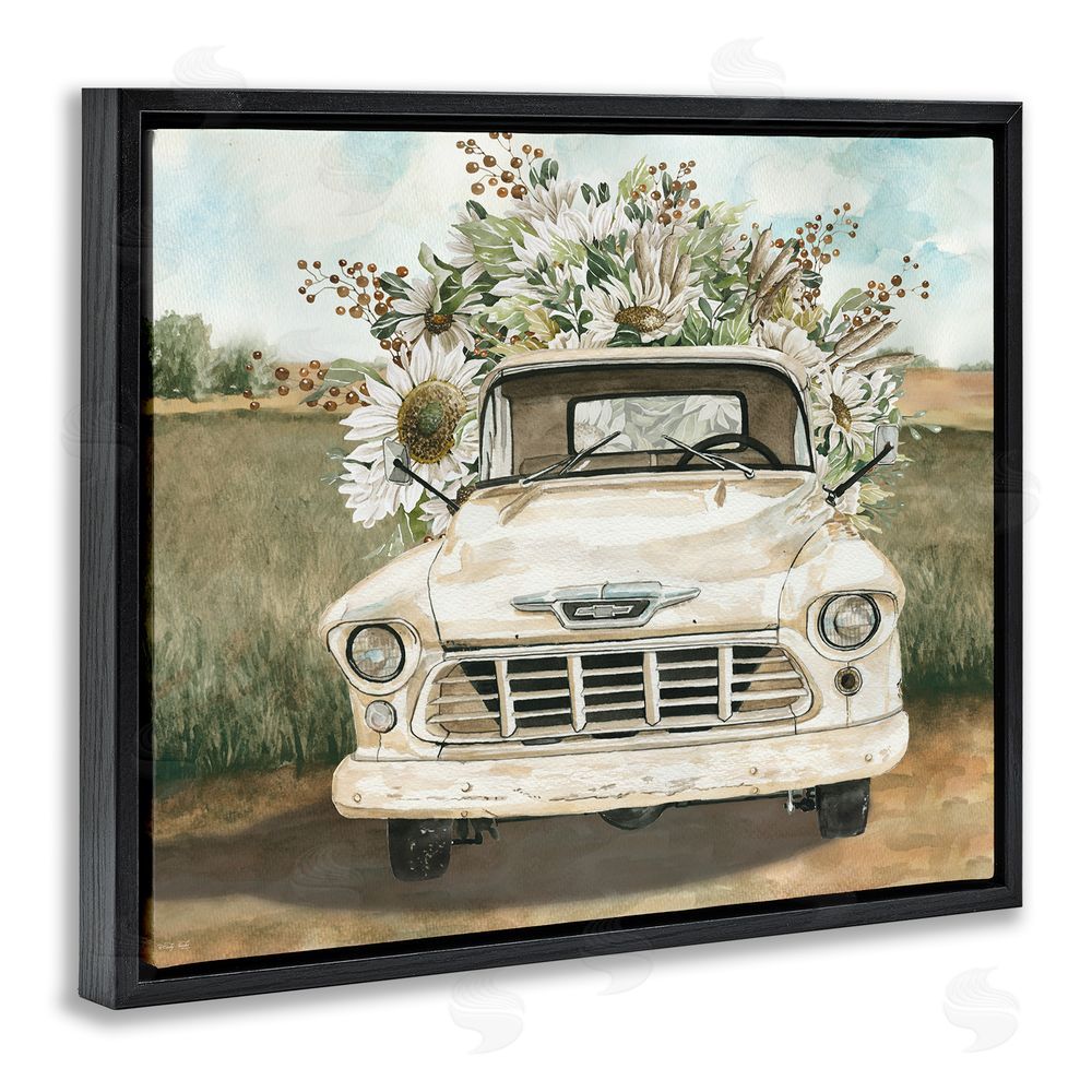 Cindy Jacobs Retro Country Flowers Delivery Black Floating Frame Canvas Wall Art Print