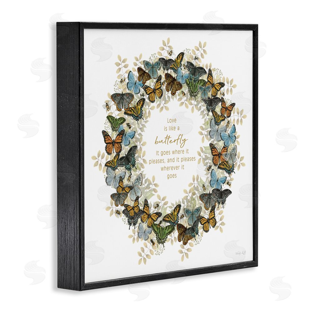 Cindy Jacobs Life Is Like A Butterfly Wreath Black Framed Giclee Wall Art Print