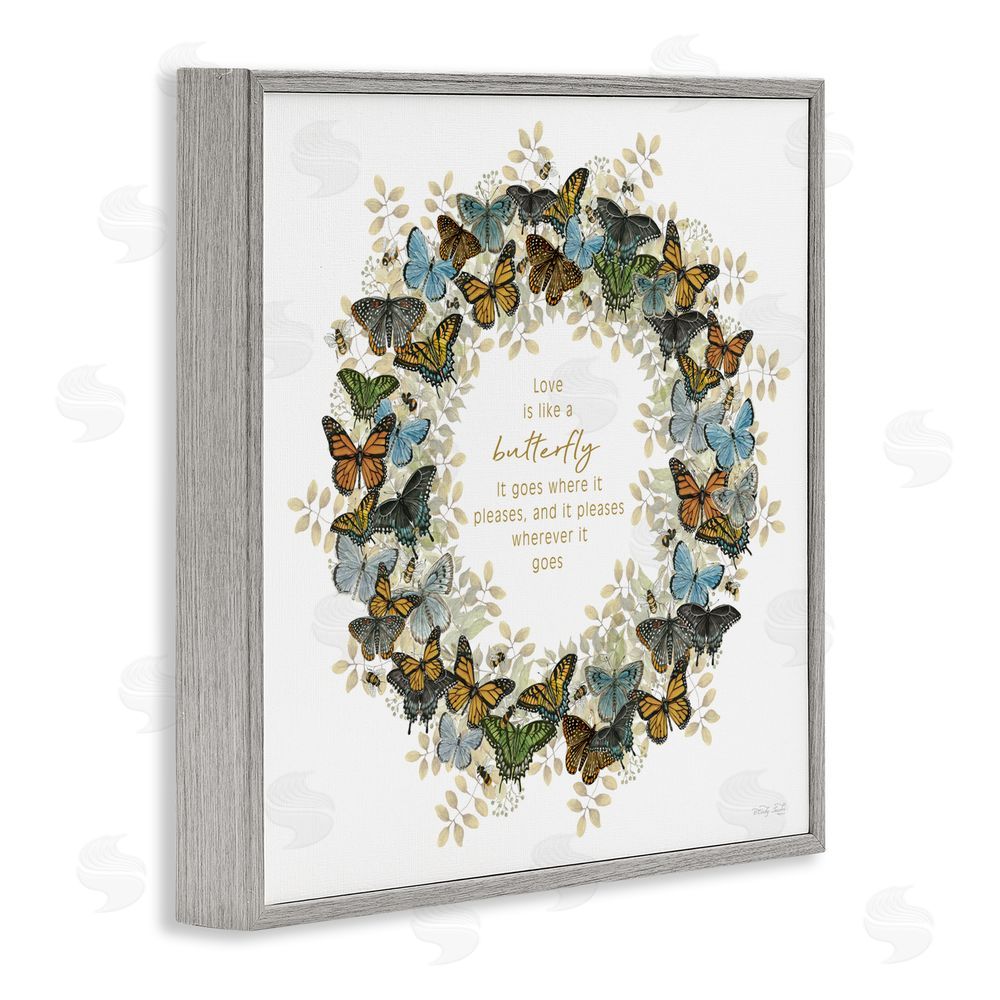 Cindy Jacobs Life Is Like A Butterfly Wreath Gray Framed Giclee Wall Art Print