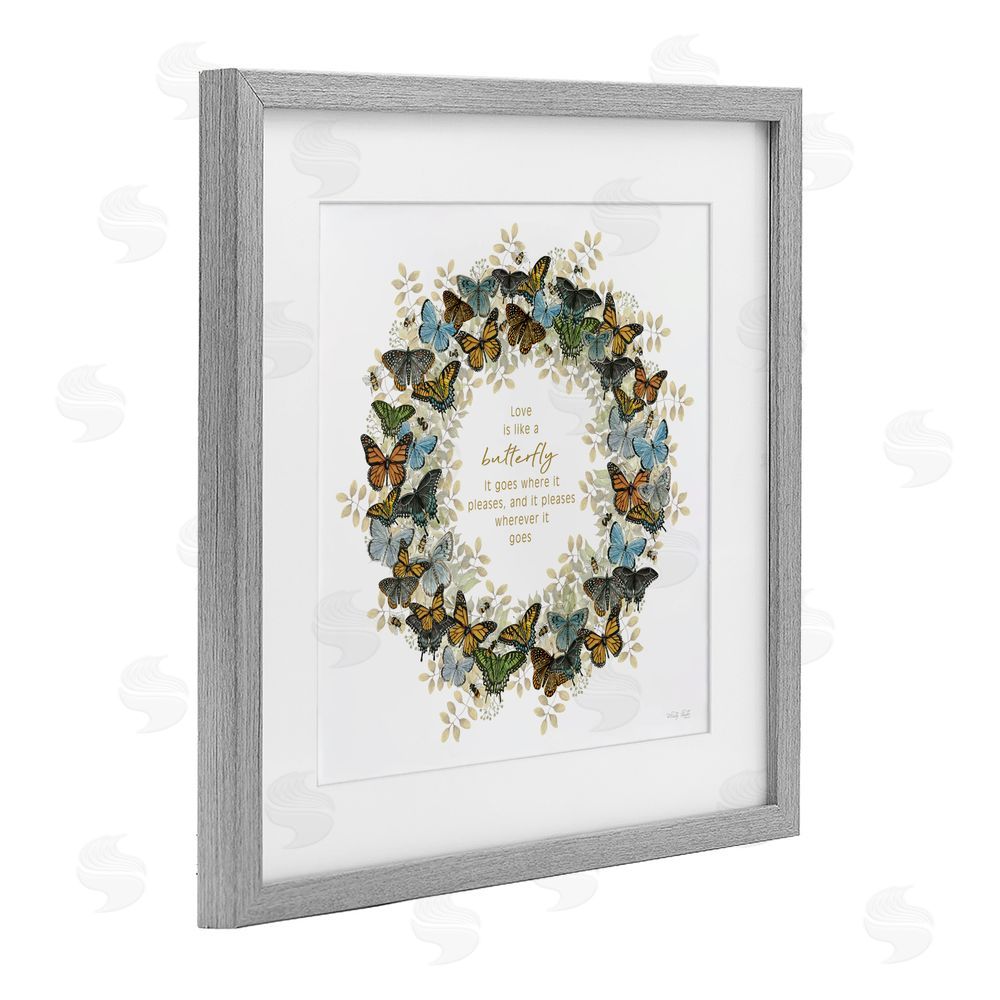 Cindy Jacobs Life Is Like A Butterfly Wreath Gray Framed Print Under Glass Wall Art