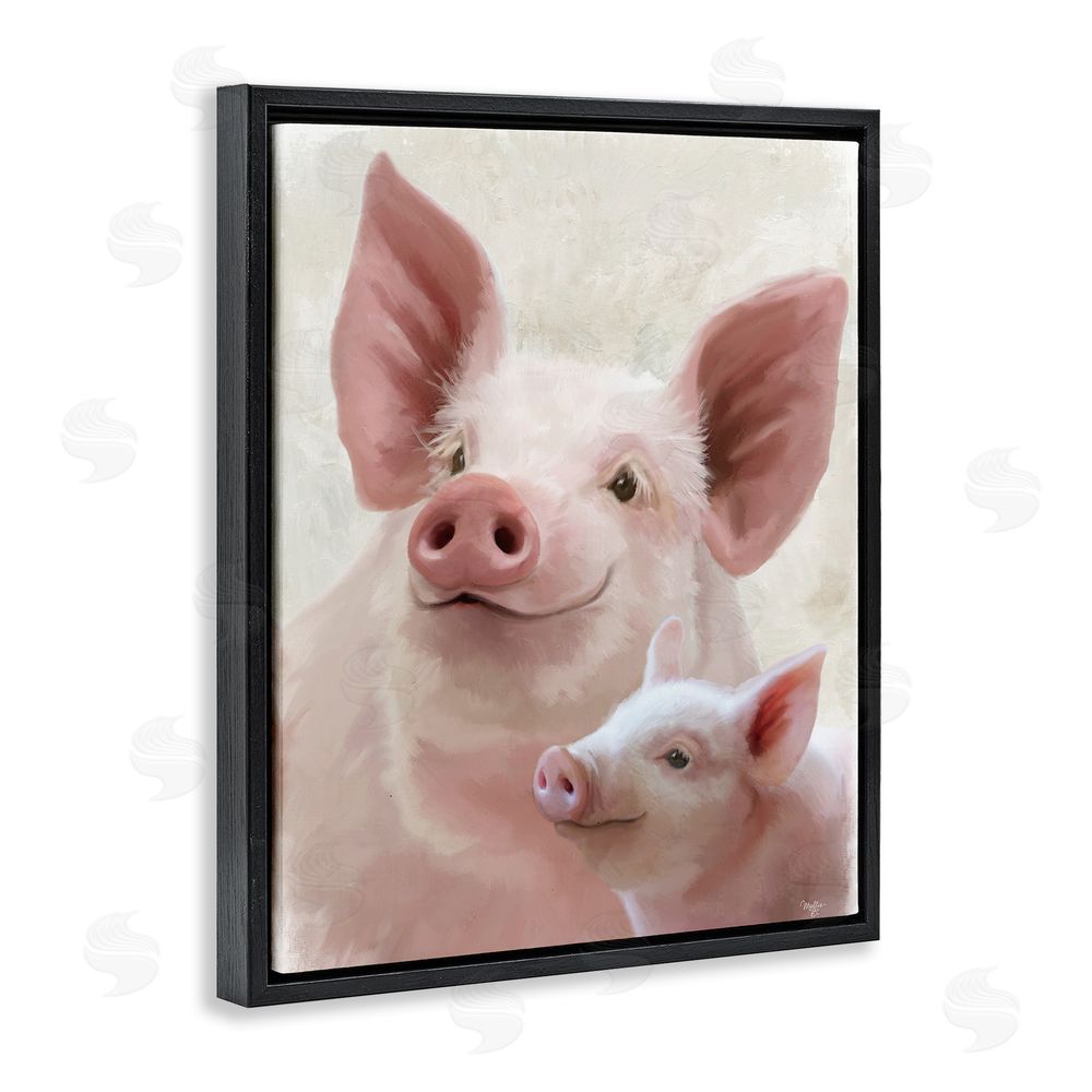 Mollie B. Piglet & Mom Portrait Black Floating Frame Canvas Wall Art Print