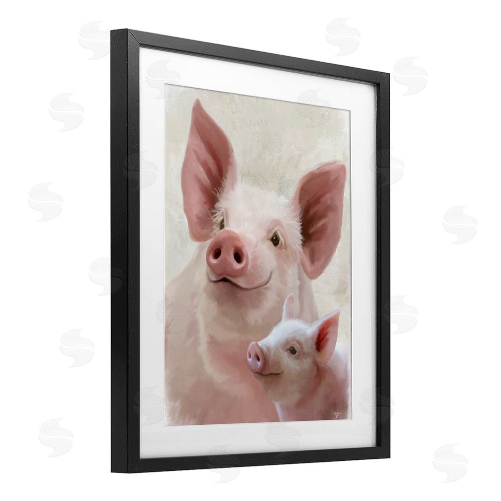 Mollie B. Piglet & Mom Portrait Black Framed Print Under Glass Wall Art
