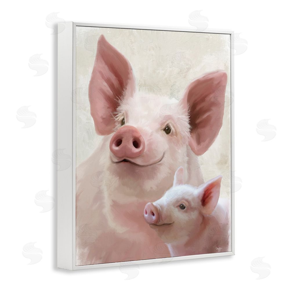 Mollie B. Piglet & Mom Portrait White Framed Giclee Wall Art Print