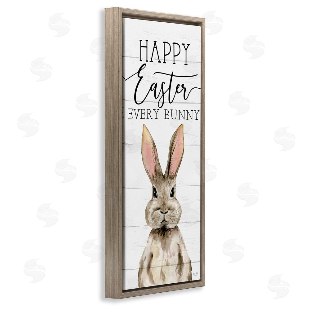 Lux + Me Designs Happy Easter Every Bunny Brown Floating Frame Canvas Wall Art Print
