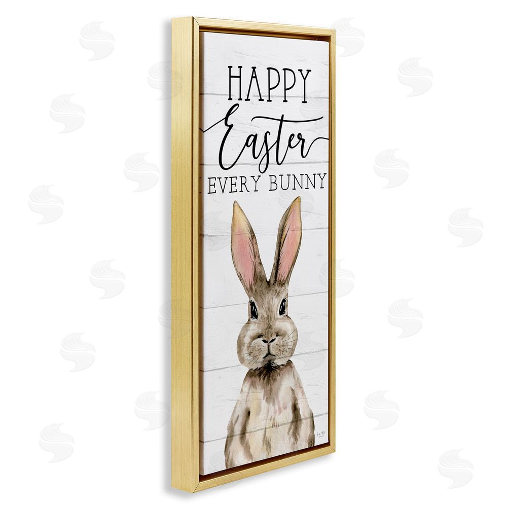 Lux + Me Designs Happy Easter Every Bunny Gold Floating Frame Canvas Wall Art Print