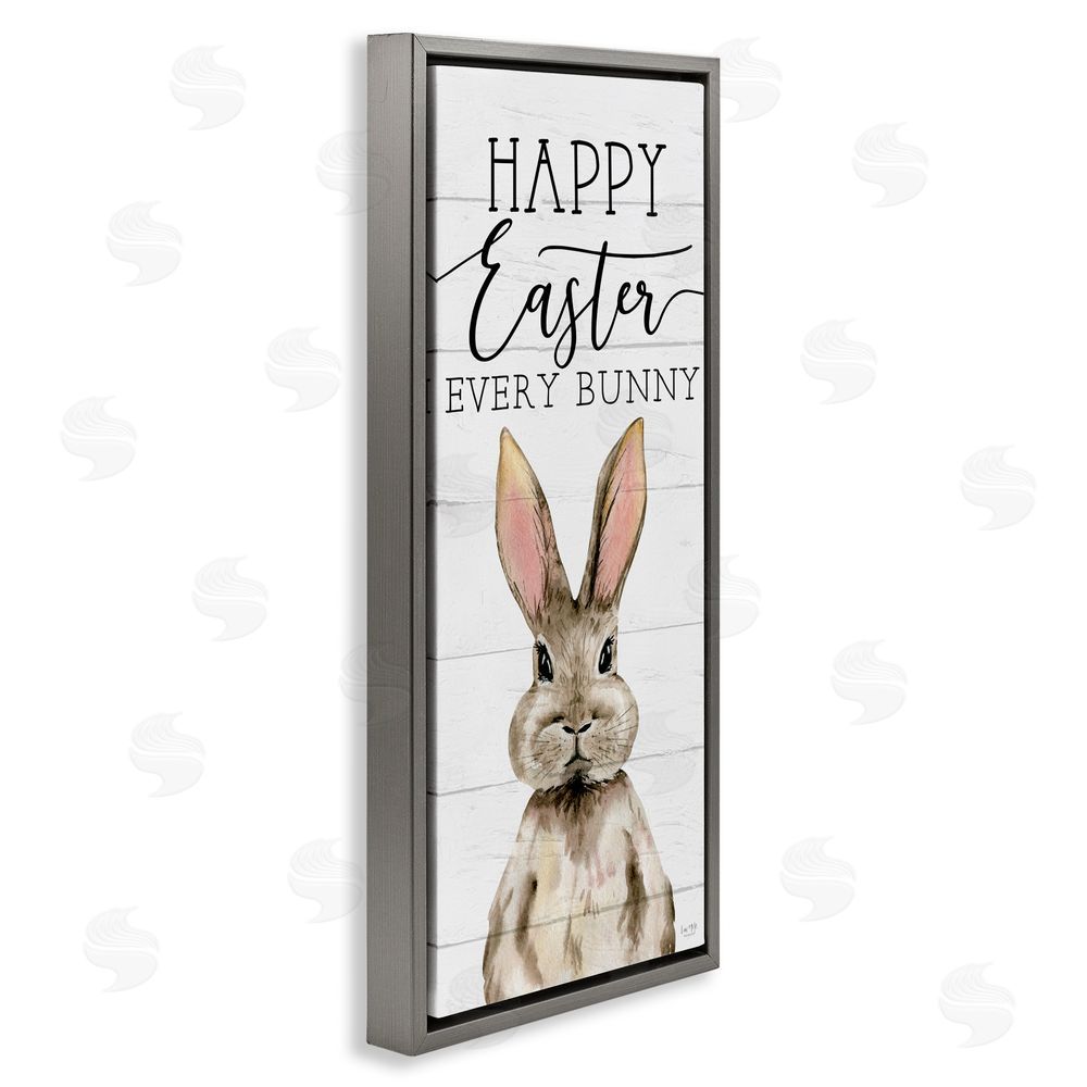 Lux + Me Designs Happy Easter Every Bunny Gray Floating Frame Canvas Wall Art Print