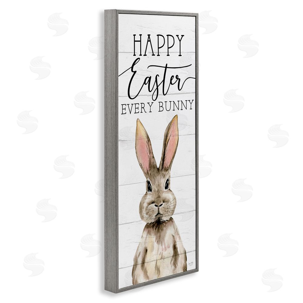 Lux + Me Designs Happy Easter Every Bunny Gray Framed Giclee Wall Art Print